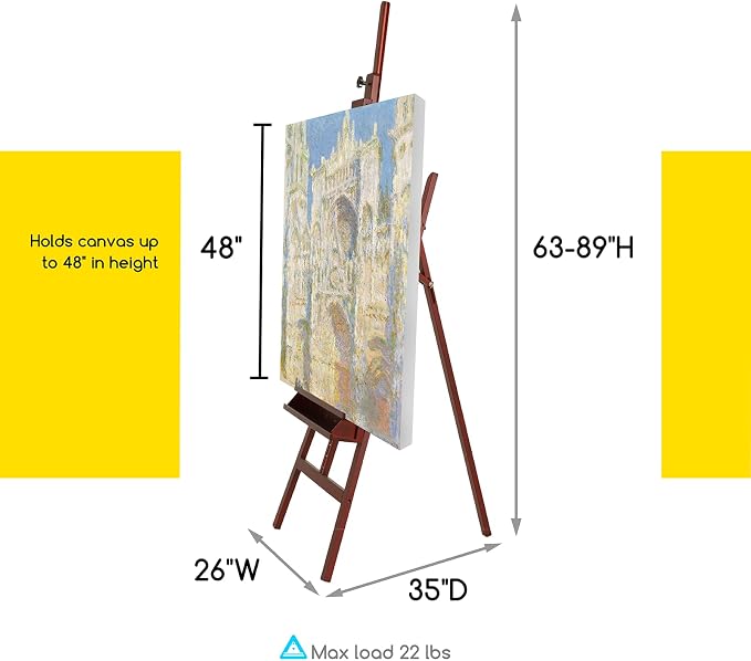 MEEDEN Large Painting Easel Stand: Solid Beech Wood Studio Easel for Adults | A-Frame Artist Easel for Painting - Studio Easel with Holder - Wooden Easel Stand for Sign Display, - Holds Canvas up to 48"