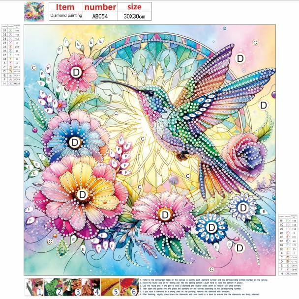 Bloomthread Hummingbird Diamond Painting Kits for Adults – Partial Drill Diamond Art Painting Kits for Holiday Gifts and Home Decor 12x12 Inches (Hummingbird)