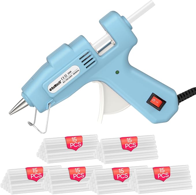 ROMECH 20W Mini Hot Glue Gun Kit, 90 Glue Sticks Set for DIY Crafts, Repair