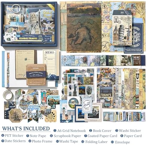Scrapbook Supplies Kit, Vintage Junk journaling Supplies, Scrapbooking Kit