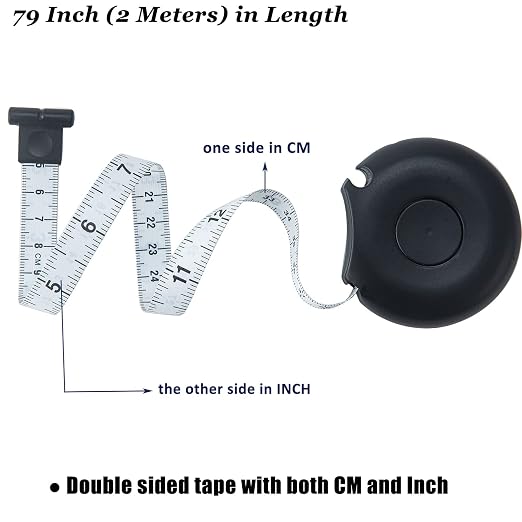 Tape Measure Body Measuring Tape 80inch/205cm Lock Pin Retract Tape Measure for Tailor Fitness Clothes Sewing Handcrafts Weight Loss Body Measurement