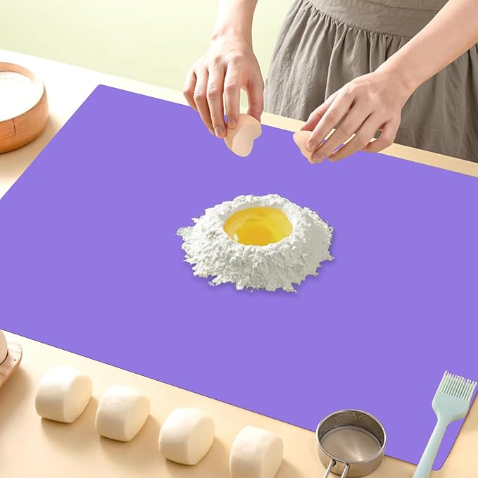 Extra Large Silicone Mats for Kitchen Counter, 27.6'' x 15.7'' Nonskid Silicone Placemats for Kids, Nonstick Purple Silicone Mat for Baking Crafts, Silicone Dab Mat Heat Resistant, 1Pack