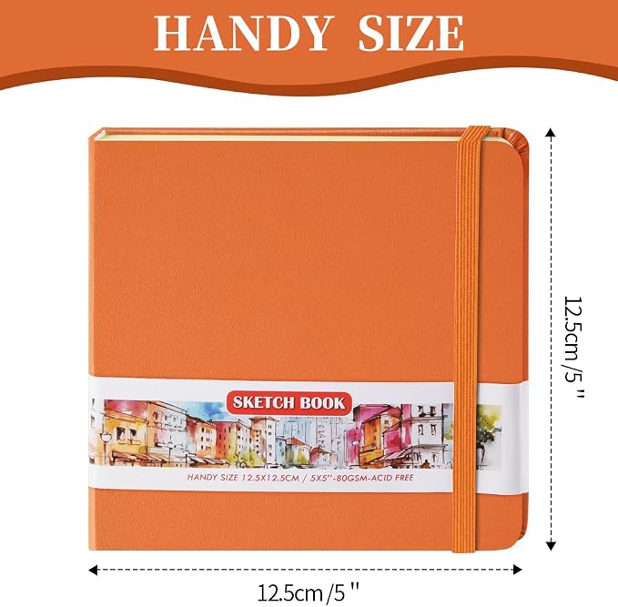 5x5 Pocket Sketch Book,80gsm Hardcover Art Sketchbook for Drawing Journal