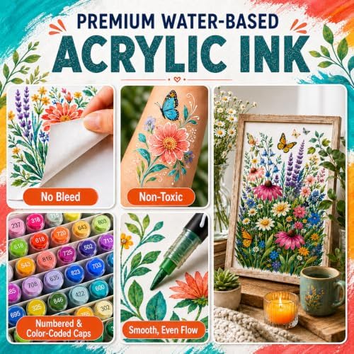 240 Colors Soft Brush Tip Acrylic Markers Set, Paint Pens for Rock, Wood, Fabric, Canvas, Glass, DIY Crafts, Waterproof Paint Markers, Vibrant Acrylic Pens for Artists and Art Projects