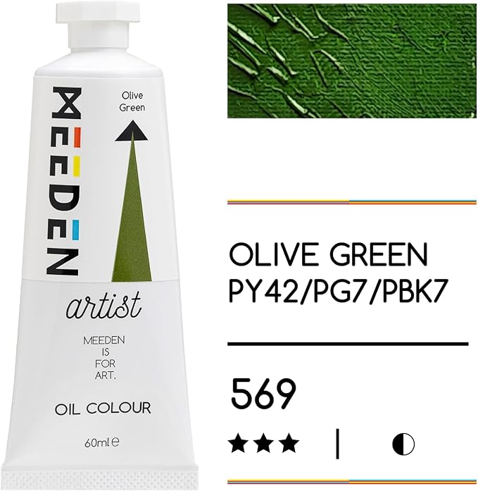 MEEDEN Artist Grade Oil Paint: Olive Green - 60ml/2oz Tube | Professional Art Paints and Supplies for Canvas Painting