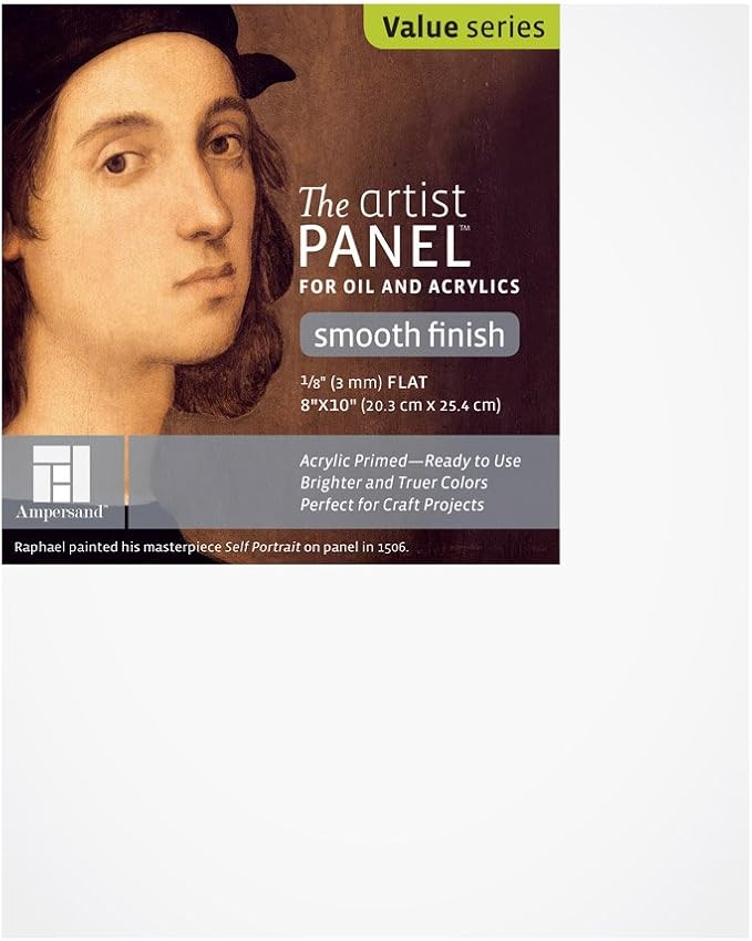 Ampersand Artist Panel Primed Smooth Surface for Painting and Mixed-Media, 1/8 Inch Depth, 8X10 Inch (APS0810)
