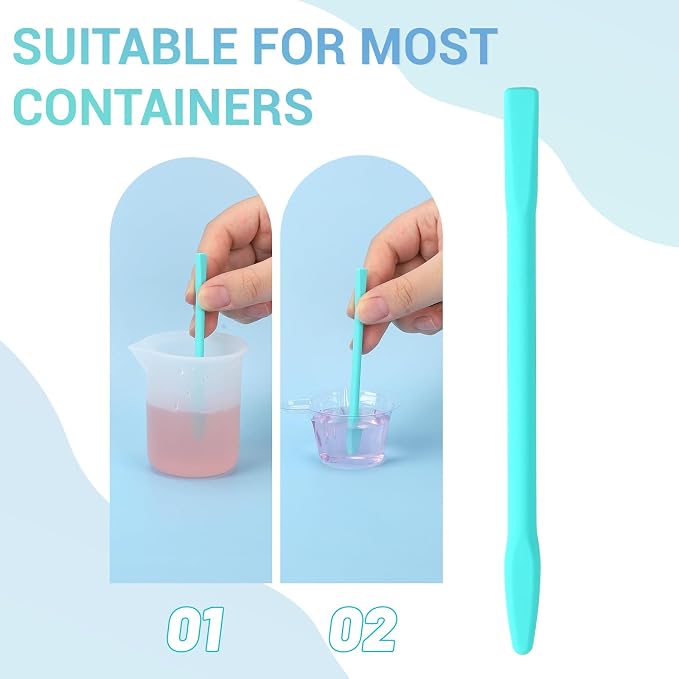 Gartful Colored Silicone Stir Sticks, Epoxy Resin Mixing Sticks Reusable Stirring Rods for Art Supplies, DIY Crafts Resin, Paint Mixing, Craft Supplies, Tumbler Making, Face Mask Spatula,Turquoise
