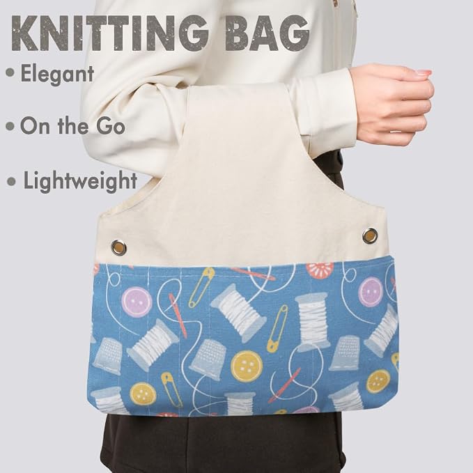 TOGETRUE Yarn Bag, Knitting Crochet Tote Bag, Lightweight Yarn Storage Bag Organizer, Travel Knitting Wrist Bag, Yarn Tote Bags for Crocheting, Holding Yarn, Knitting Needles (Accessories Pattern)