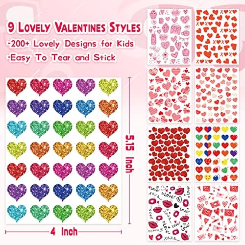LINAYE Valentine Heart Stickers for Kids - 3000PCS Cute Love Stickers 72 Sheets for Cards, Envelopes, Craft, Scrapbooking - Party Supplies Favors for Girls Boys