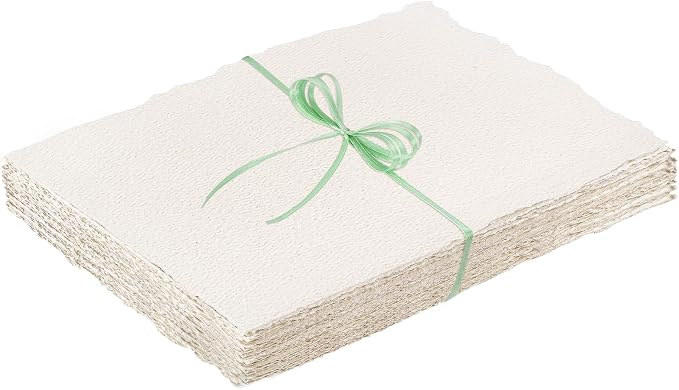 50 Sheets Deckled Edge Paper 4 x 6 in, 160 GSM Handmade Paper