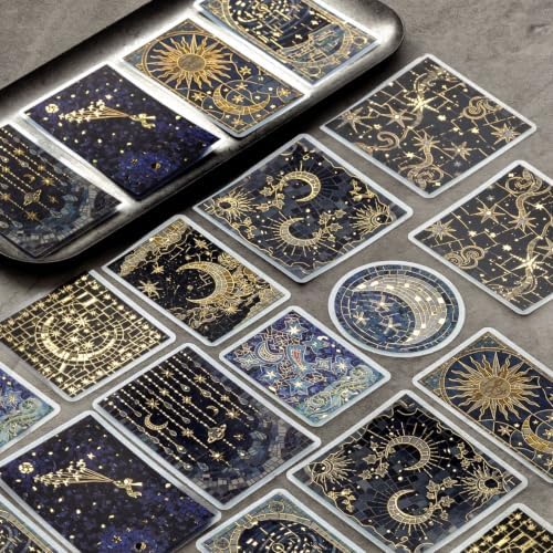 80 Pcs 3D Embossed Gold Foil Mosaic Stickers, 4 Packs PET Decals