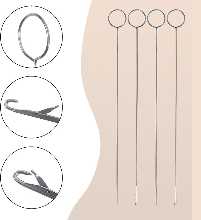 4 Pcs Point Loop Turner Sewing Tool, Tongue Crochet Tool Latch Hook Tool for Silicone Beads Belts Strips DIY Accessories