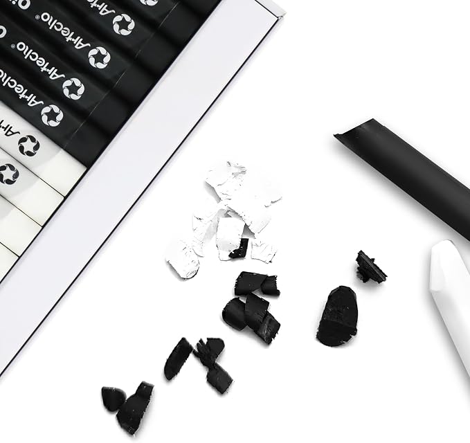 Artecho Oil Pastels Set of 12 PCS, 6 White and 6 Black (8 x 60 mm) | Soft Oil Pastels, For Art Painting, Drawing, Blending, For Artists, Beginners, Students, Teachers