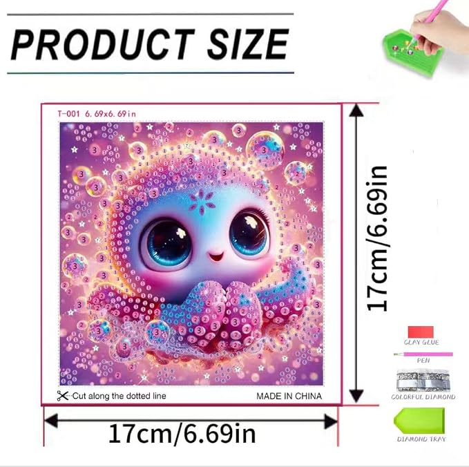 FONYANE Diamond Art Kits for Kids & Girls & Adults,5D Big Small Gem Art Mosaic Sea Octopus Honey，Dimond Painting Kit for Adults,Craft Kits Best Gifts for Birthday(6.69x6.69in)