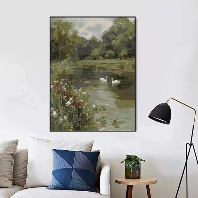 WUDWL Paint by Numbers Kit for Adults, Color By Numbers for Adults | Swan Lake Painting by Number Kits On Canvas, Number Artist Paint by Number Kit Funny Without Frame DIY, 12x16in