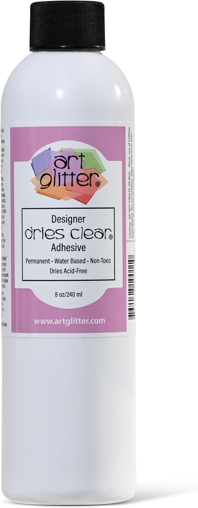 Art Institute Glitter Designer Dries Clear Craft Glue, 8oz Refill Bottle | Smooth bubble free application, Water based adhesive, Fills smaller sizes, Strong flexible bond, Invisible finish