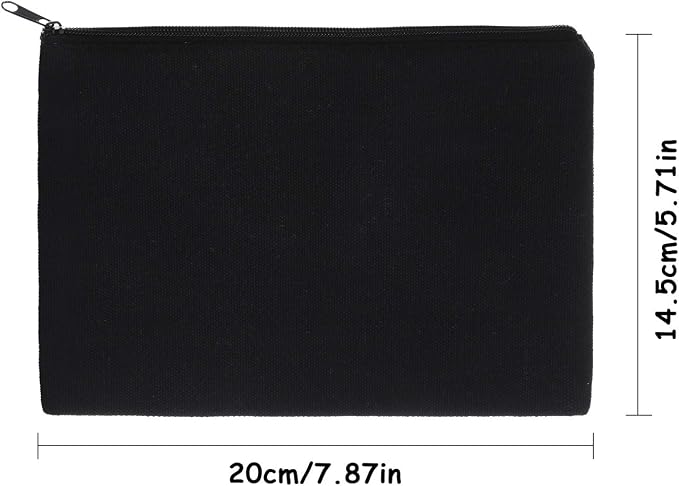 meekoo 16 Pcs Blank Canvas Zipper Pouch Makeup Bag,M;Black