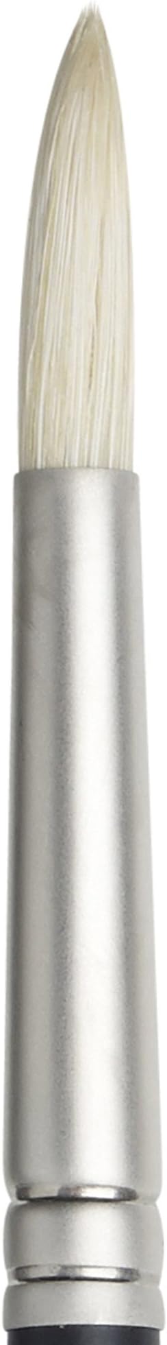 Winsor & Newton Artists' Oil Hog Paint Brush, Long Handle Size 6, Round | Handcrafted with interlocked Chungking bristles; Have spring, stiff, & flagged allowing large amounts of colour to be carried