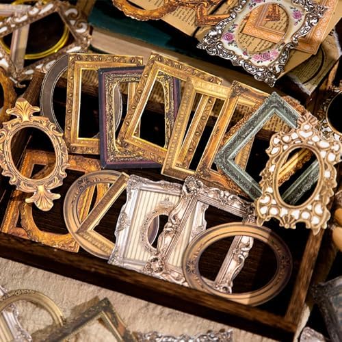30Pcs Vintage Scrapbook Paper Photo Frame for Scrapbooking Junk Journal Collage Diary Embellishment DIY Photo Album DIY Craft Decoration, 10 Patterns (YSDC3)