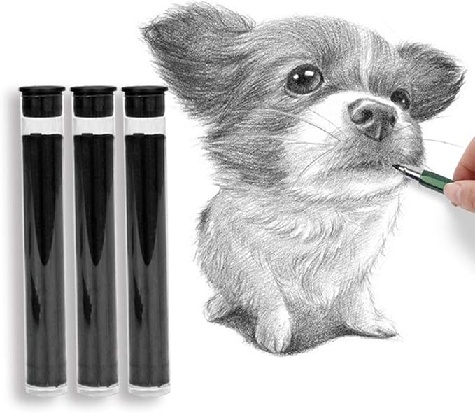 3 Pack Soft Medium Hard 4.0mm Charcoal Lead Refills Mechanical Pencil Lead Professional Artist Sketch Pencil Refills Automatic Graphite Pencil Lead Refills for Students Drawing Sketching Art Supplies