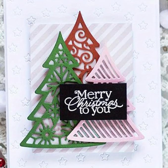 Lapoo Festivals Metal Cutting Die for Scrapbooking - Christmas Cut Stencils for DIY Scrapbook Photo Album Decorative Paper Card, Card Making Supplies, Embossing (A Christmas Tree Set 5.5 x 3.5 in)