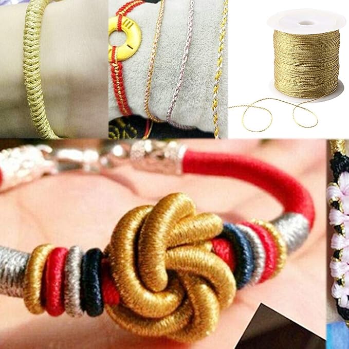 218 Yards/656 Feet Metallic Cord 2 Pcs Spool Metallic Thread