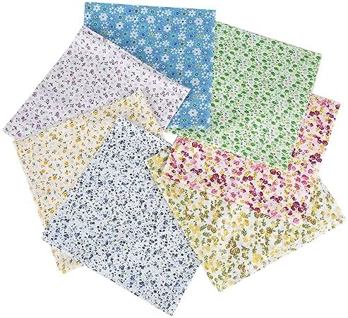 Cotton Fabric DIY Making Supplies Quilting Patchwork Fabric Fat Quarter Bundles DIY for Quilting Cotton Patchwork Cushions (Flowers, 20" x 20")