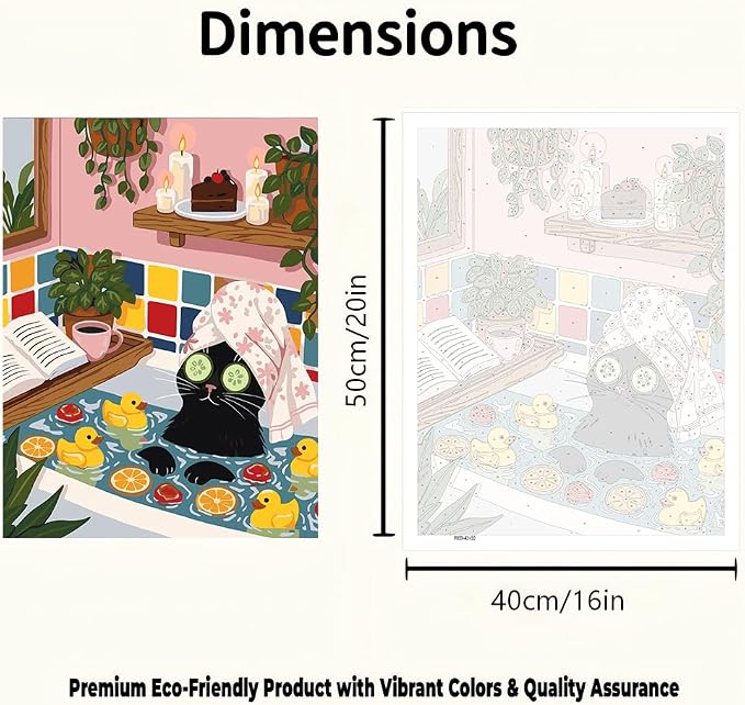 CraftBliss Cat Paint by Number for Adults, Funny Animal Painting by Numbers, DIY Acrylic for Beginners Unframed, Easy Paint by Numbers Adults on Canvas Decor 16x20inch