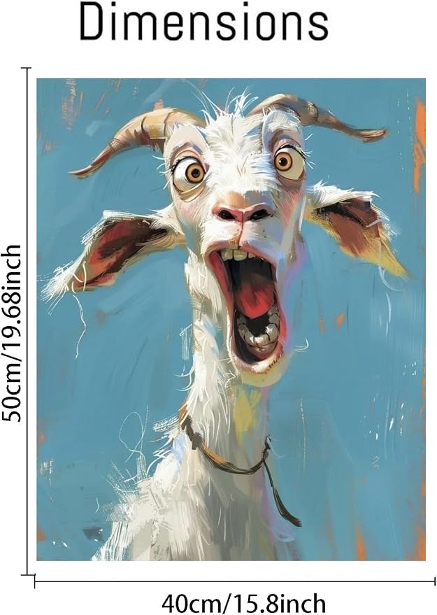 FunLynJoy Paint by Numbers for Adults Beginner, Funny Animals Paint by Numbers Funny Pet 16 x 20 Inch (Goat)