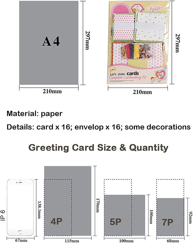 Huralona Greeting Card Making Supplies Envelope Kit Gift Anniversary Craft | Handmade DIY Card Kits 16 Cards 16 Envelopes with Accessories for Birthday Thanksgiving Christmas Wedding Invitation