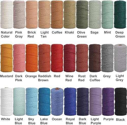 NOANTA Avocado Green Macrame Cord 3mm x 220yards, Cotton Rope Macrame Yarn