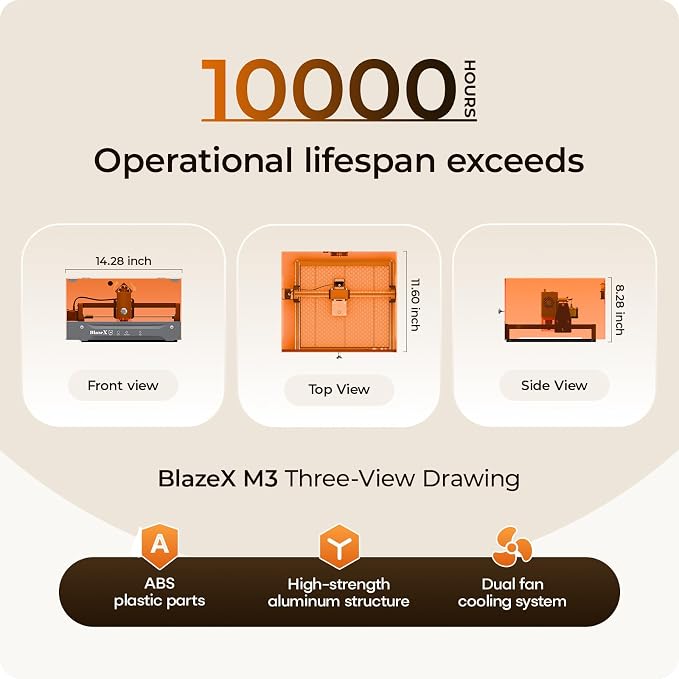 BlazeX M3 5W Laser Engraver Machine for Beginner, 0.01mm Ultra-Precision Laser Cutter and Engraver Machine for Wood Metal Glass Leather, with Enclosure Honeycomb Engraving Materials, Class 1