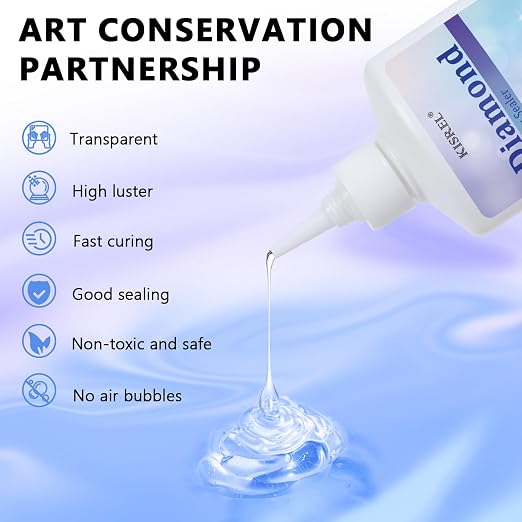 KISREL 946ML Diamond Painting Sealer, 32OZ Diamond Painting Adhesive with Applicator, 5D Diamond Painting Glue Sealer Permanent Hold, Shine Effect Conserver for Jigsaw Puzzles