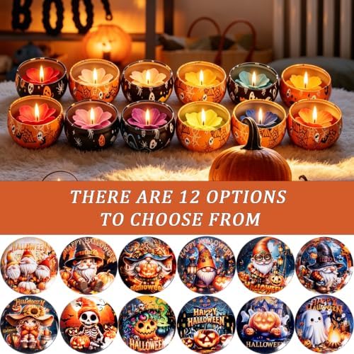 Halloween Horror Candle Tins, 12 Packs Candle Jars for Making Candles 2.5oz