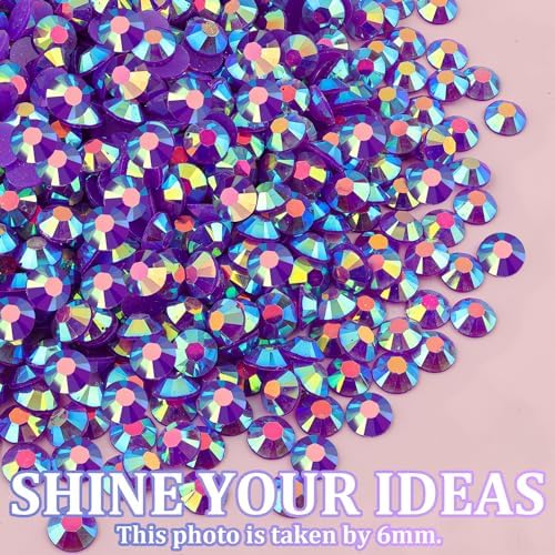 Resin Jelly Rhinestones for Crafting with B7000 Jewelry Glue, 2 Boxes Dark Purple AB Flatback Crystals with 2Pcs 10ml Glue, Bedazzling Non Hotfix Gems for DIY Tumblers Clothing Shoes Manicure