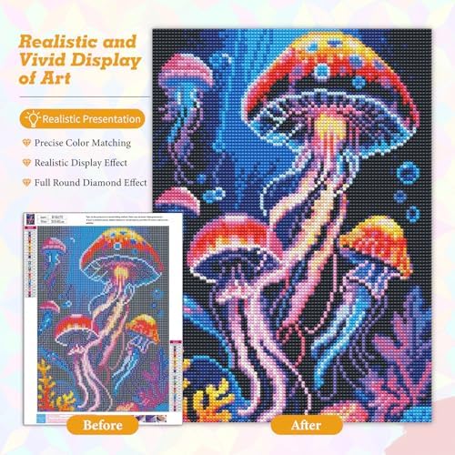 Jellyfish Diamond Art Kits for Adults Beginners 12x16 in, DIY Craft Gift