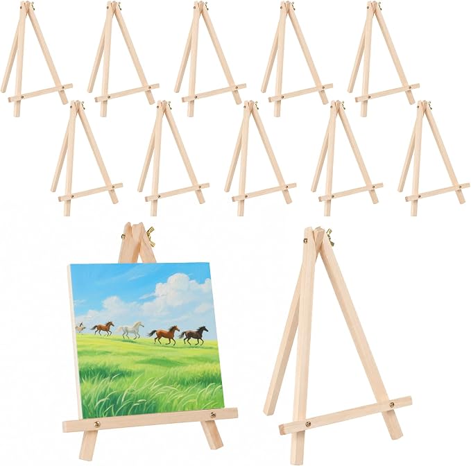 12 Pack 9 Inch Wood Tripod Easel Stand for Painting Canvases