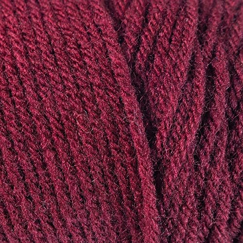 Craft County Size 4 (Medium) 100% Acrylic Fiber Yarn – Variety of Color and Pattern Options – Great for Crochet, Knitting, and Weaving (Claret)