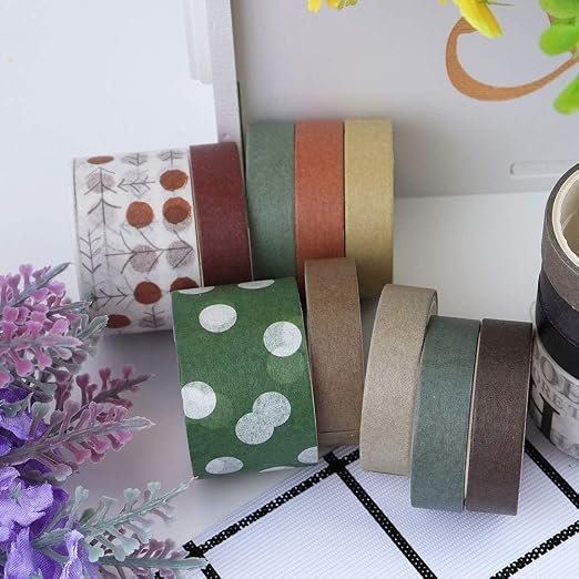 100 Rolls Vintage Washi Tape Set, 0.4 & 1 Inch Widths