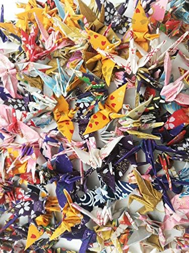 100 Origami Paper Crane Washi Paper Origami Crane Different patterns Japanese Print Made of 3.81cm 1.5 inches for Wedding decor Origamipolly (Pack of 2)