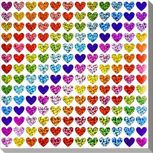 2500 Pcs Heart Stickers 0.6 Inch Holographic Colored Stickers for Kids