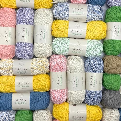 S Sensy Softee Raffia - Polyester Raffia Yarn 10 Skeins Latte 109 Yards 4oz