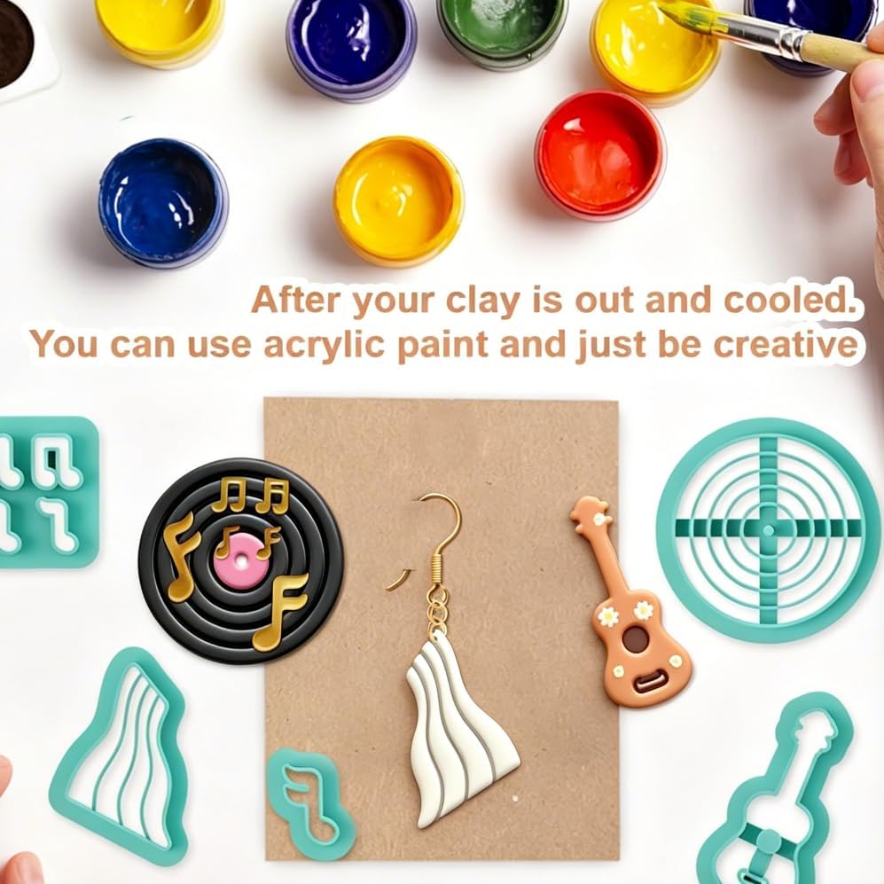 15Pcs Music Polymer Clay Cutters Talismans Instruments Clay Earrings Cutters for Adults Polymer Jewelry Cutter for Earrings Making Birthday Party DIY Supplies