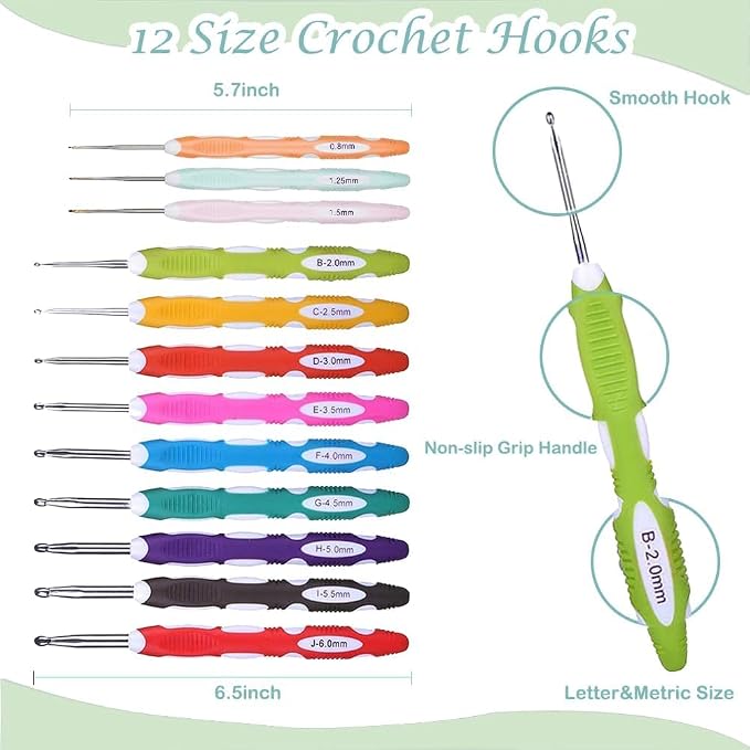 Yarniss Crochet Kits for Beginners,Complete Crochet Kit with Bag,Mint | 1050 Yards Crochet Yarn & 12 Size Ergonomic Crochet Hooks,Learn to Crochet with Step by Step Video Tutorial