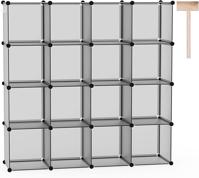 C&AHOME 16 Cube Storage Organizer Cube Shelves Units Storage Cubes, Grey
