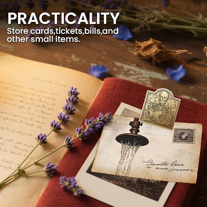 ANATTASOUL Skeleton & Book Travel Journal Clip for DIY Use