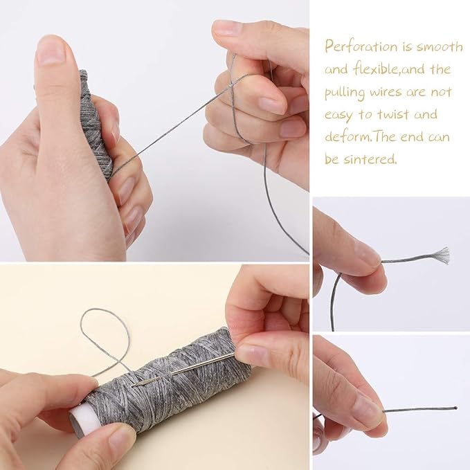 Waxed Thread, Upholstery Needle and Thread 32 Yards Dark Gray