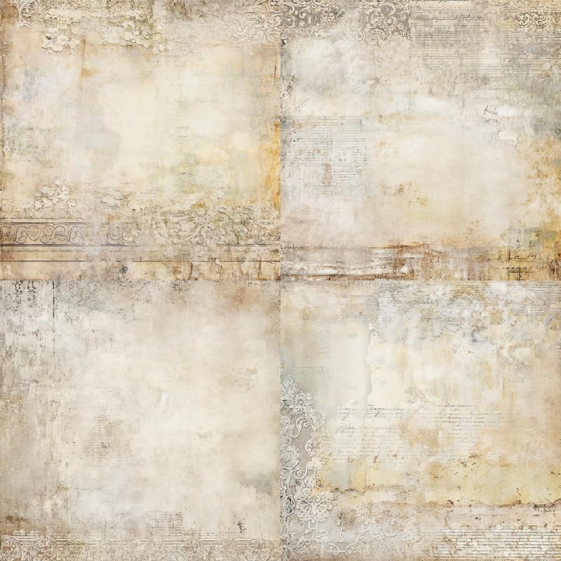 24 Sheets Vintage Lace Scrapbooking Paper Pad 6x6, Neutral Aged Background Craft Paper for Adult Journaling, Card Making, Collage & DIY Scrapbook Projects