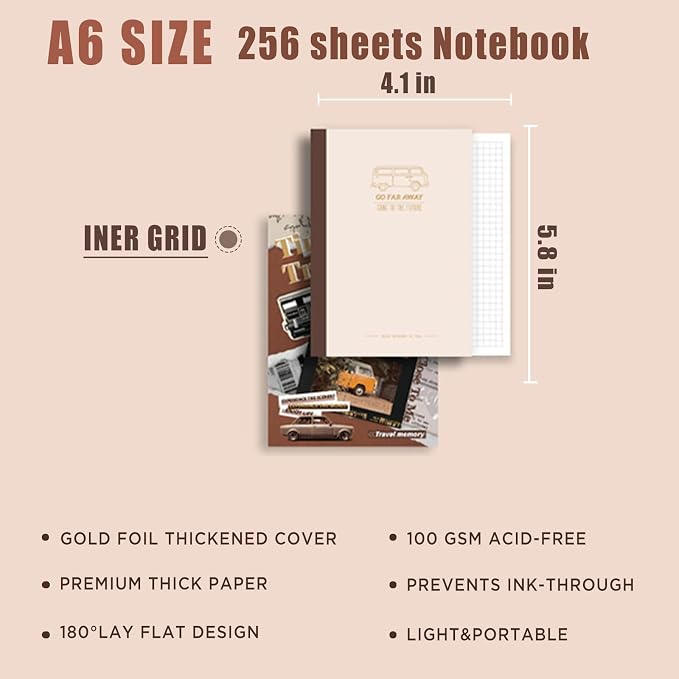 Travel Scrapbooking Supplies Kit, A6 Notebook, Vintage Junk Journaling Kit