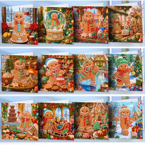 POETRYDRAW DIY Diamond Art Painting Greeting Card Kit, Creative Craft Set for Card Making，Cartoon Ginger Man
